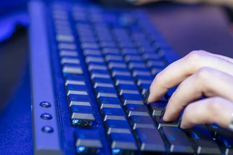 Person taking an online typing speed test